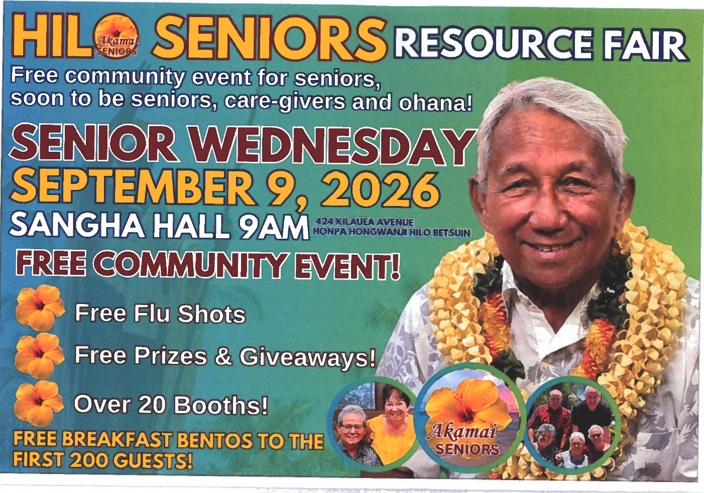 Hilo Seniors Resource Fair — Wednesday September 9 2026, 9 AM, Sangha Hall, Hilo